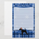 Blauwe kerst Welsh Terrier Stationery Briefpapier (Voorkant / Achterkant)