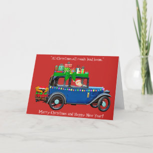 Blauwe Kerstauto Kaart