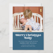 Blauwe kerstavond Baby geboorteaankondiging Feestdagenkaart (Voorkant)