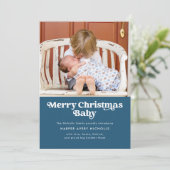 Blauwe kerstavond Baby geboorteaankondiging Feestdagenkaart (Staand voorkant)