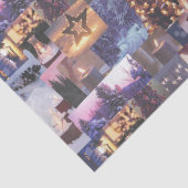 Blauwe Kerstavond Sneeuwscènes en Lichten Kaart Tissuepapier (Detail)