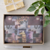 Blauwe Kerstavond Sneeuwscènes en Lichten Kaart Tissuepapier (Geschenk)