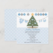 Blauwe kerstbaby Shower-uitnodigingen Kaart (Voorkant / Achterkant)