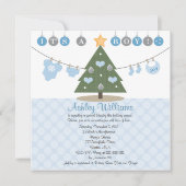 Blauwe kerstbaby Shower-uitnodigingen Kaart (Voorkant)