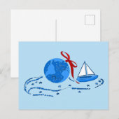 Blauwe kerstbal en klein Briefkaart (Voorkant / Achterkant)