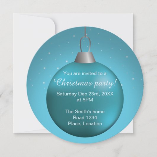 Blauwe kerstbal kaart (Voorkant)