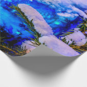 Blauwe kerstbal, sneeuw cadeaupapier (Hoek)