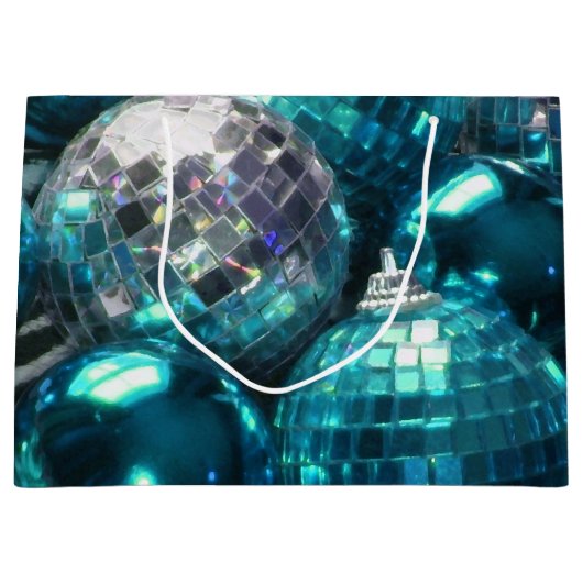 Blauwe kerstballen cadeautas (Voorkant)