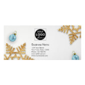 Blauwe kerstballen Gift Gold Snowflakes Korting Reclamekaart (Achterkant)