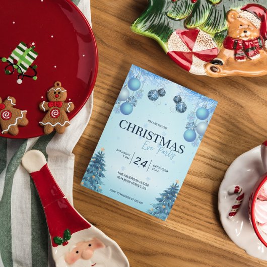 Blauwe Kerstballen Kerstmis Kaart