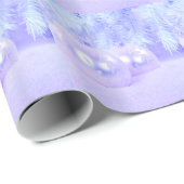 Blauwe kerstballen op sneeuw met roze achtergrond cadeaupapier (Rol Hoek)