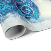 Blauwe Kerstballen Sneeuw Cadeaupapier (Rol Hoek)