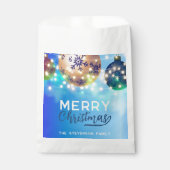 Blauwe kerstballen Twinkling String Lights Bedankzakje (Voorkant)