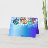 Blauwe kerstballen Twinkling String Lights Kaart (Achterkant)