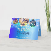 Blauwe kerstballen Twinkling String Lights Kaart (Voorkant)