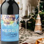 Blauwe kerstballen Twinkling String Lights Wijn Etiket