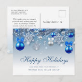 Blauwe kerstballen Zakelijke groet Briefkaart (Voorkant / Achterkant)