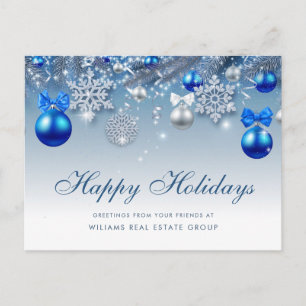 Blauwe kerstballen Zakelijke groet Briefkaart