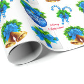 Blauwe kerstballetjes Koelen zoet snoepriet en gie Cadeaupapier (Rol Hoek)