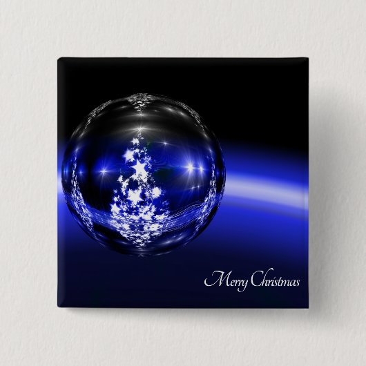 Blauwe kerstbalsterren feestdagen vierkante button 5,1 cm (Voorkant)