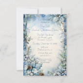 Blauwe Kerstbloemen Jaarlijks Kerstfeest Kaart (Voorkant)