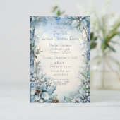 Blauwe Kerstbloemen Jaarlijks Kerstfeest Kaart (Staand voorkant)