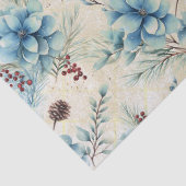 Blauwe Kerstbloemen Tissue Papier (Detail)