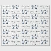 Blauwe kerstbomen aangepaste naam cadeaupapier (Vlak)