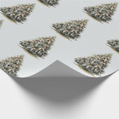 Blauwe Kerstbomen Cadeaupapier (Hoek)