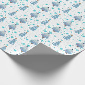 Blauwe kerstbomen en sneeuw cadeaupapier (Hoek)