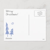blauwe kerstbomen feestdagenkaart (Achterkant)
