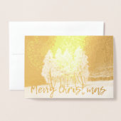 Blauwe kerstbomen folie kaarten (Voorkant met envelop)