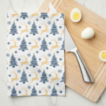 BLAUWE KERSTBOMEN & GEEL VAKANTIE RENDIER