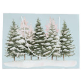 Blauwe kerstbomen groot cadeauzakje (Achterkant)