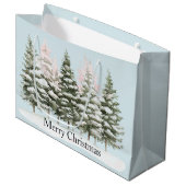 Blauwe kerstbomen groot cadeauzakje (Voorkant Gekanteld)