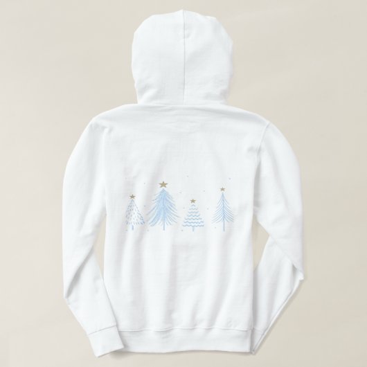Blauwe kerstbomen hoodie (Design achterkant)