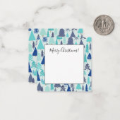 Blauwe kerstbomen in een altijdgroen bos notitiekaartje (Voorkant / Achterkant in situ)