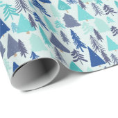 Blauwe kerstbomen in een Evergreen Forest Cadeaupapier (Rol Hoek)