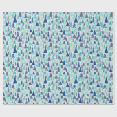 Blauwe kerstbomen in een Evergreen Forest Cadeaupapier (Vlak)