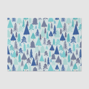 Blauwe kerstbomen in een Evergreen Forest Tissuepapier
