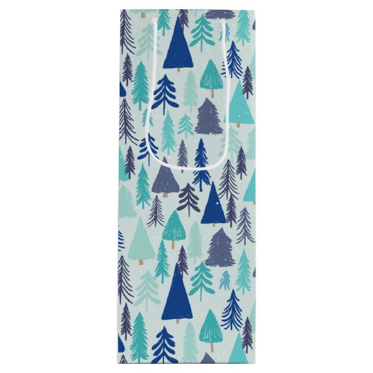Blauwe kerstbomen in een Evergreen Forest Wijn Cadeautas (Voorkant)