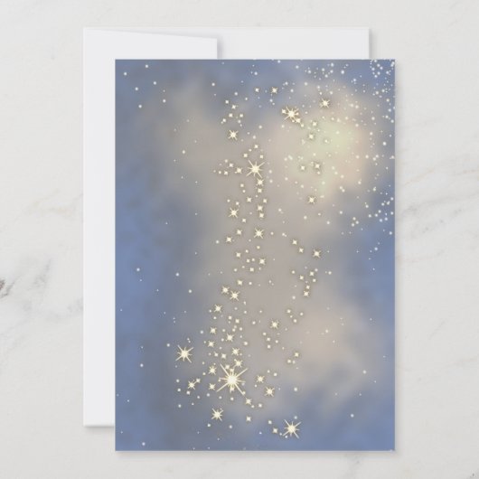 Blauwe kerstbomen, kerstgedeelte kaart (Achterkant)