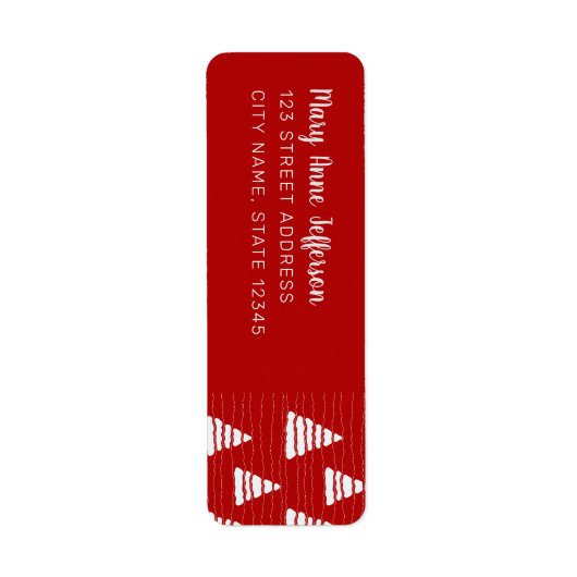 Blauwe kerstbomen met kralen snaren patroon etiket (Voorkant)