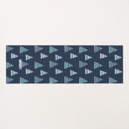 Blauwe kerstbomen met kralen snaren patroon yogamat