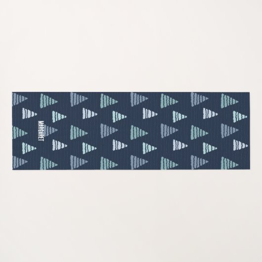 Blauwe kerstbomen met kralen snaren patroon yogamat (Achterkant (horizontaal))