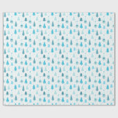 Blauwe Kerstbomen Moderne Kerstmis Cadeaupapier (Vlak)
