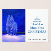 Blauwe Kerstbomen Originele Sparren Pijnboom Folie Kaarten (Binnen)