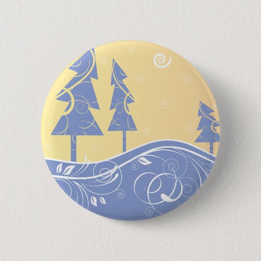blauwe kerstbomen ronde button 5,7 cm (Voorkant)