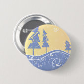 blauwe kerstbomen ronde button 5,7 cm (Voorkant /achterkant)