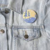 blauwe kerstbomen ronde button 5,7 cm (In situ)